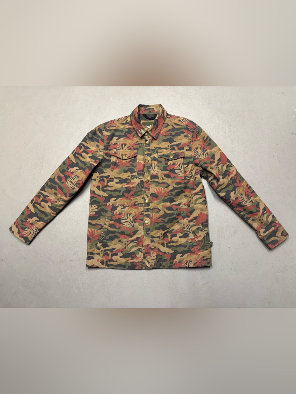 Howler Brothers Camo Jacket with Green, Red, Tan Accents